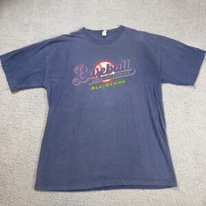 Vintage American Outpost Baseball All Stars T Shirt XL Navy Blue Made in USA